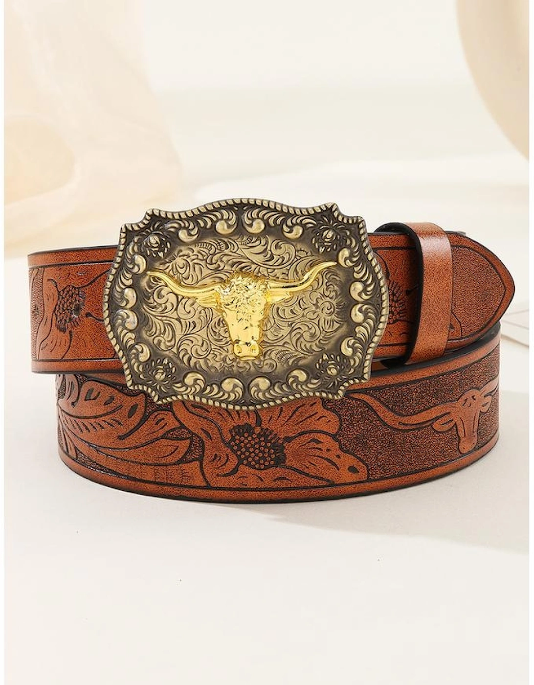 Azura Exchange Authentic Western Style Longhorn Bull Buckle Belt