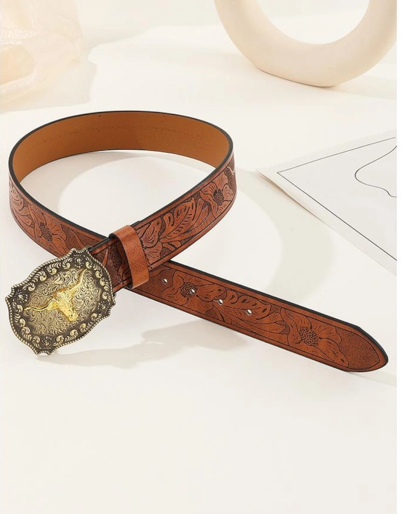 Azura Exchange Authentic Western Style Longhorn Bull Buckle Belt