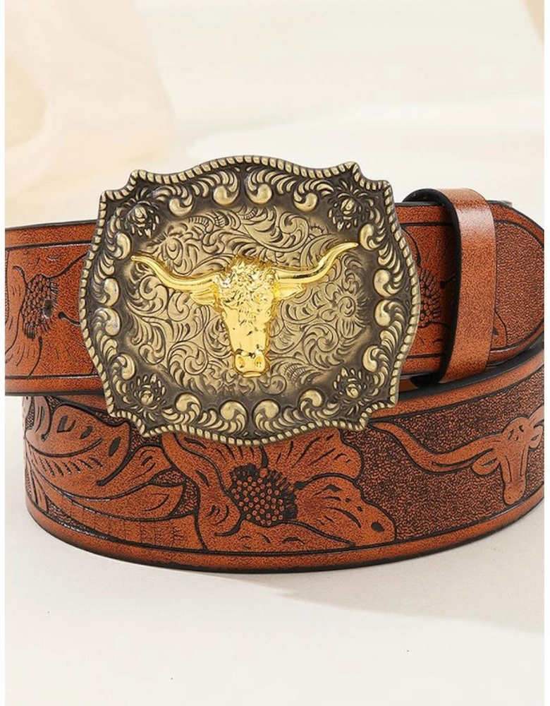Azura Exchange Authentic Western Style Longhorn Bull Buckle Belt