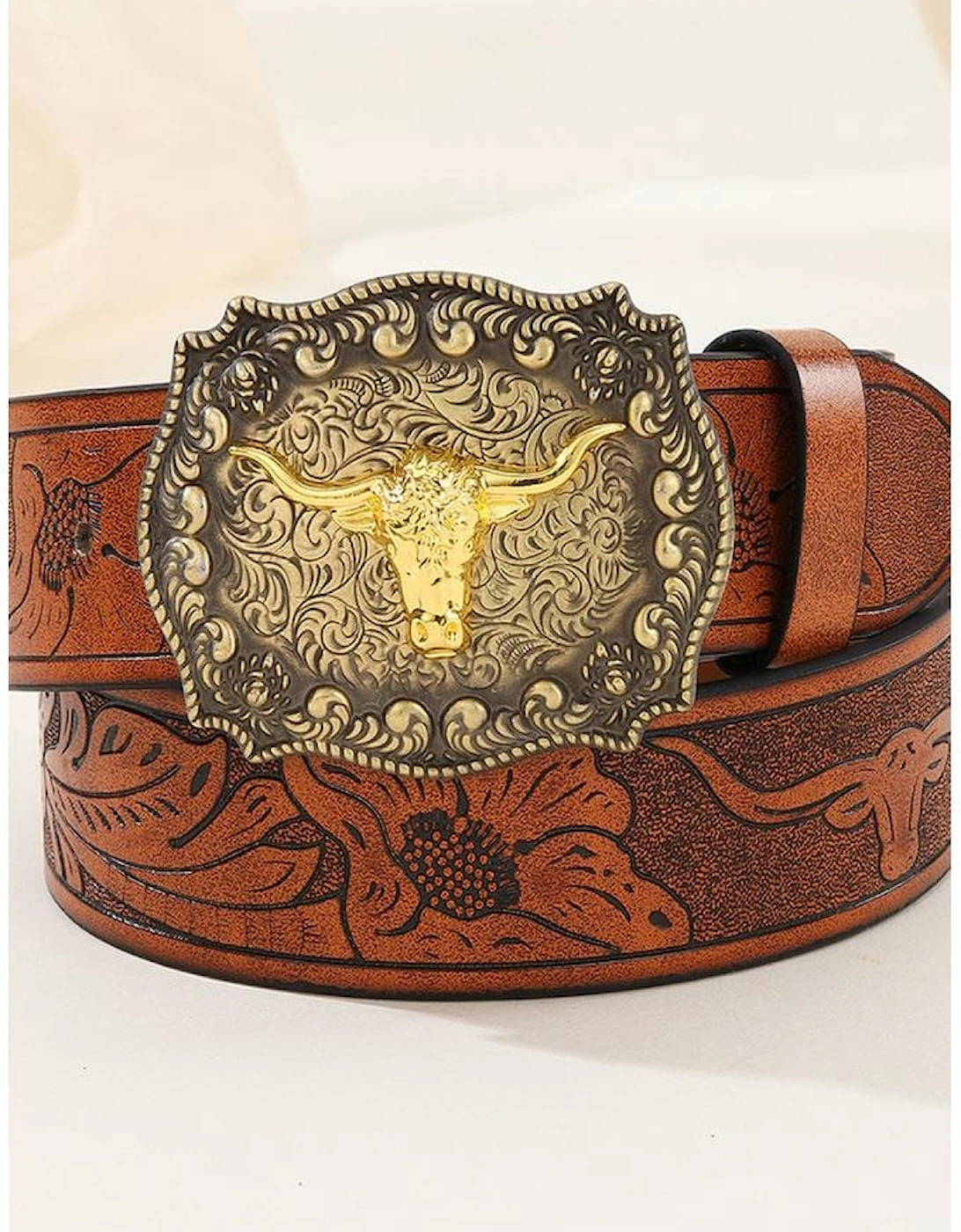 Azura Exchange Authentic Western Style Longhorn Bull Buckle Belt