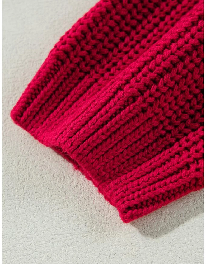 Racing Red Off-the-shoulder Knit Sweater