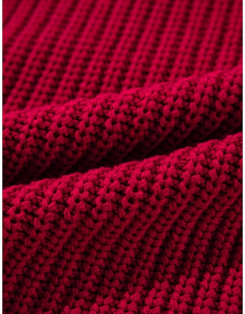 Racing Red Off-the-shoulder Knit Sweater