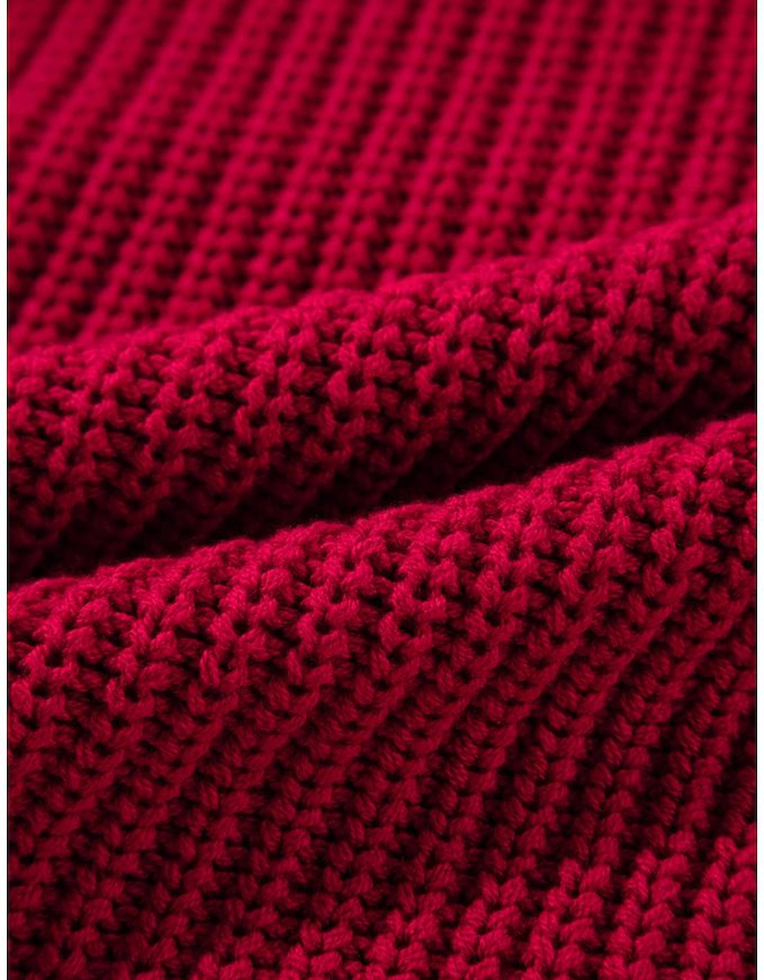 Racing Red Off-the-shoulder Knit Sweater