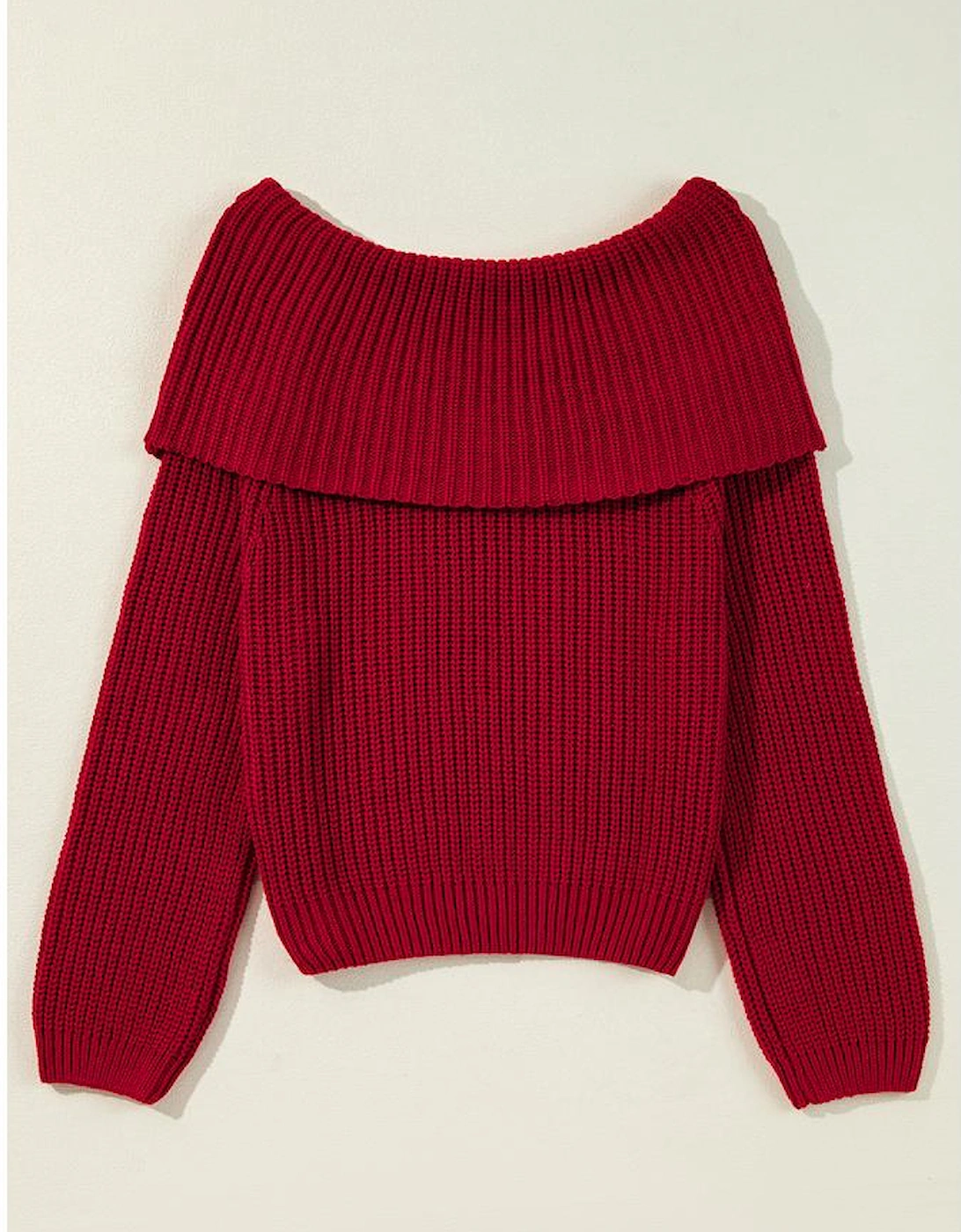 Racing Red Off-the-shoulder Knit Sweater