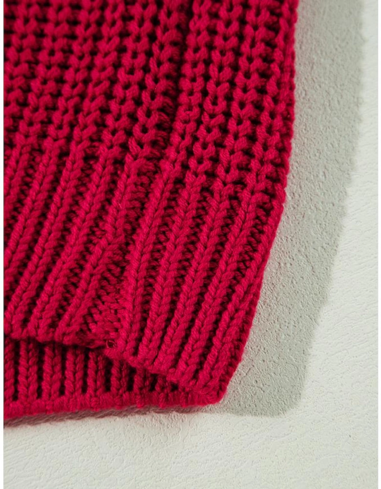 Racing Red Off-the-shoulder Knit Sweater