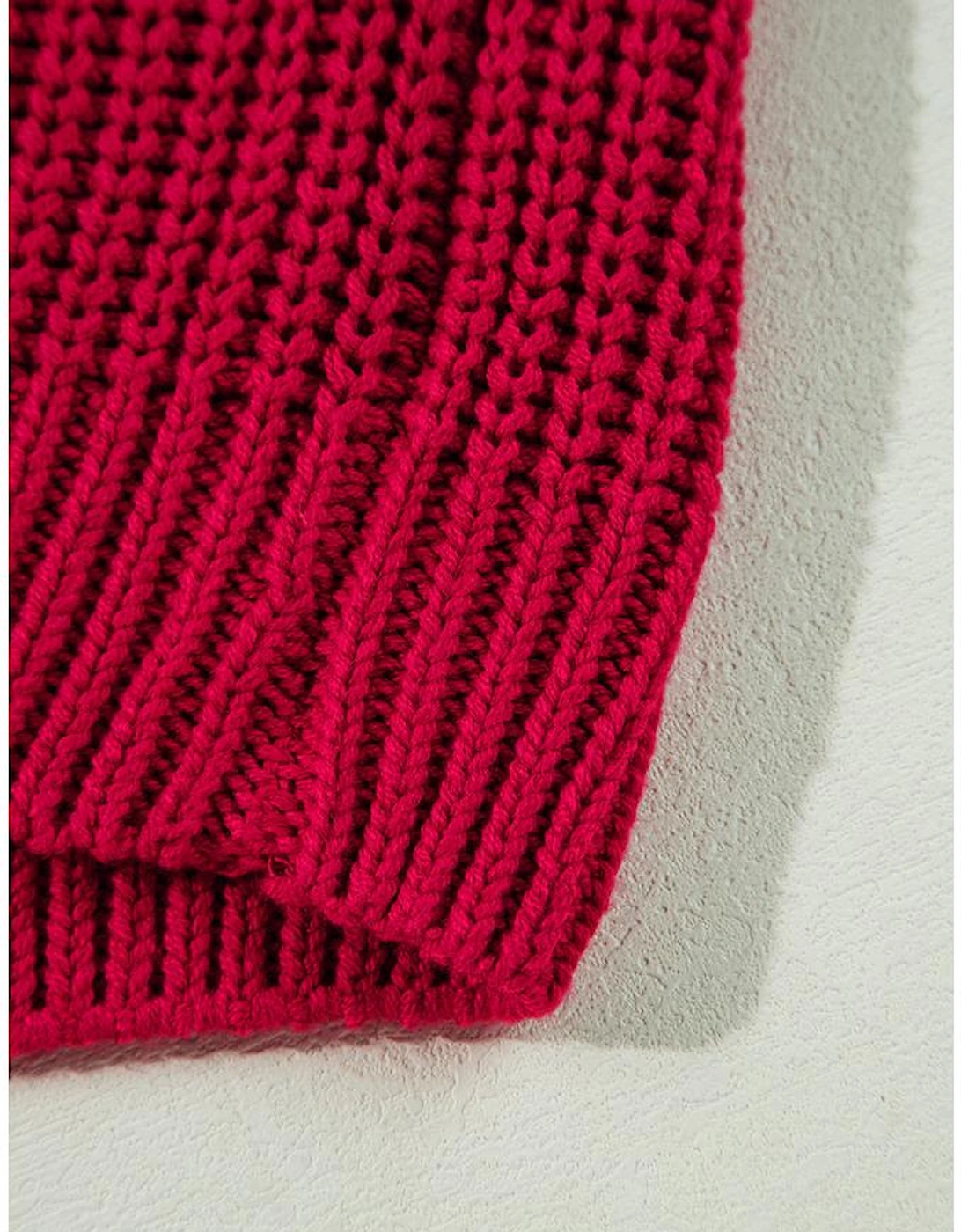 Racing Red Off-the-shoulder Knit Sweater