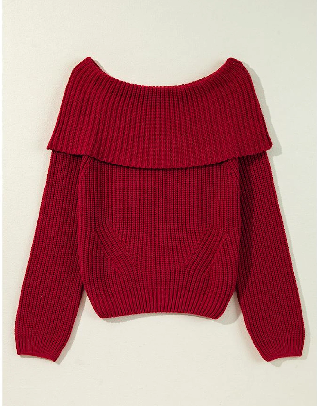 Racing Red Off-the-shoulder Knit Sweater