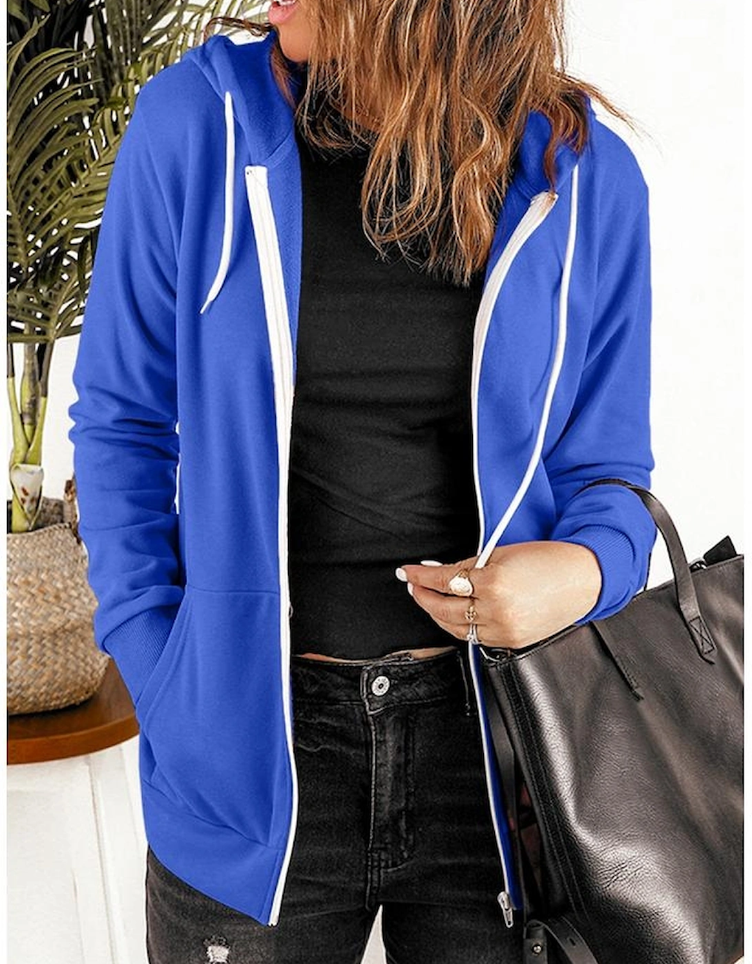 Blue Zip-up Hoodie Jacket