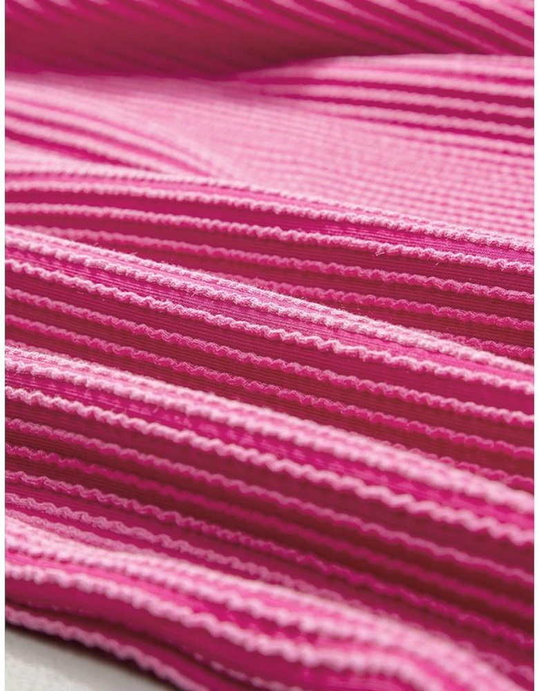 Rose Red Textured Colorblock Edge Patched Pocket T Shirt Dress