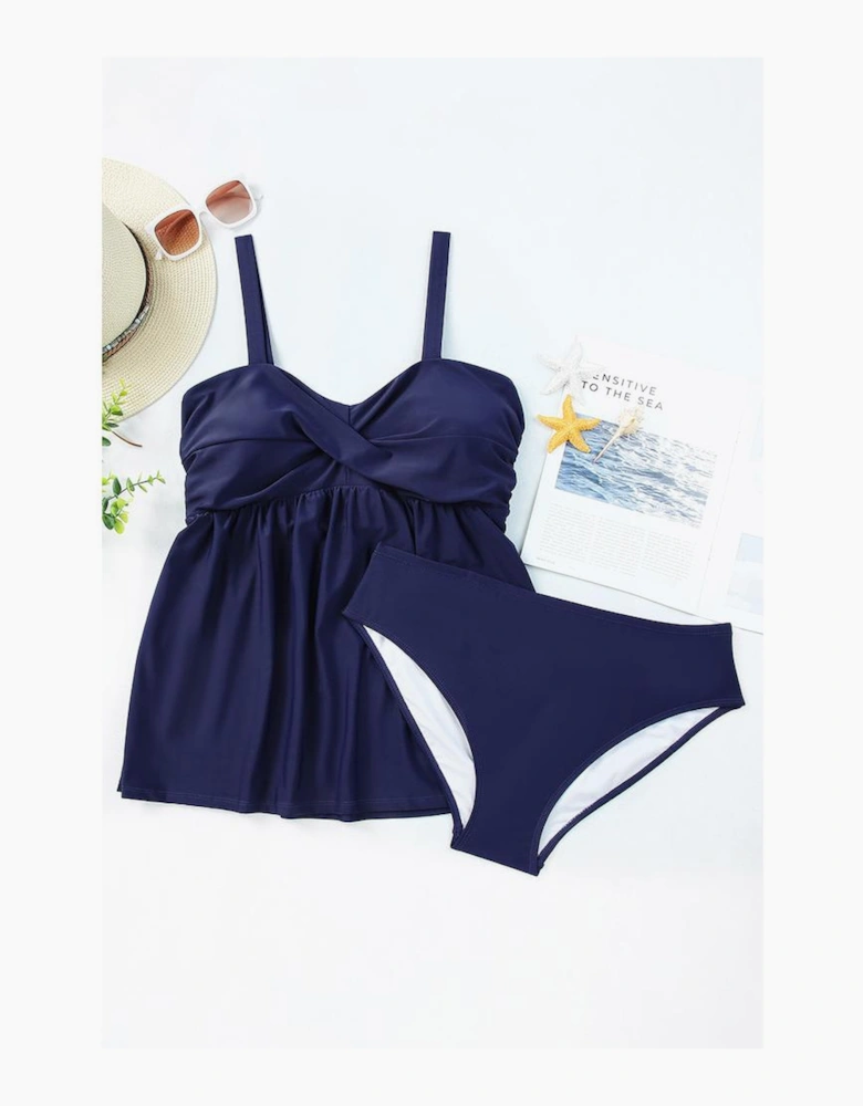 Azura Exchange Adjustable Straps Ruched Tankini Swimsuit