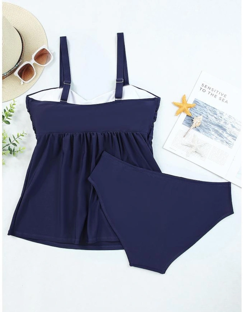 Azura Exchange Adjustable Straps Ruched Tankini Swimsuit