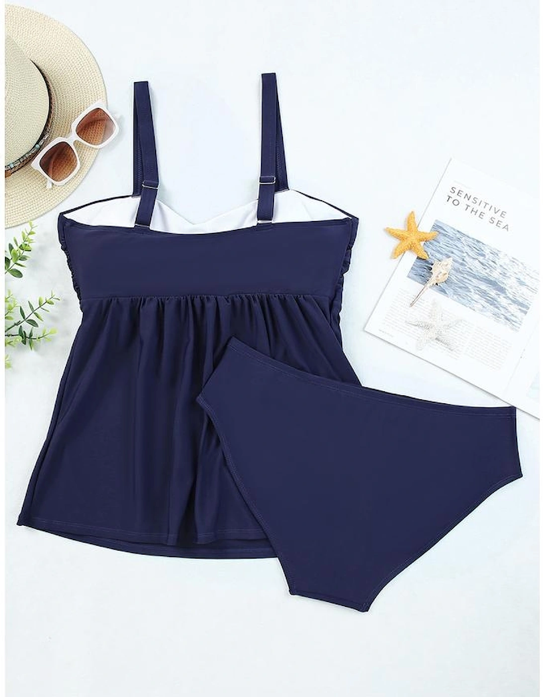 Azura Exchange Adjustable Straps Ruched Tankini Swimsuit