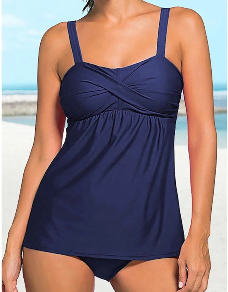 Azura Exchange Adjustable Straps Ruched Tankini Swimsuit