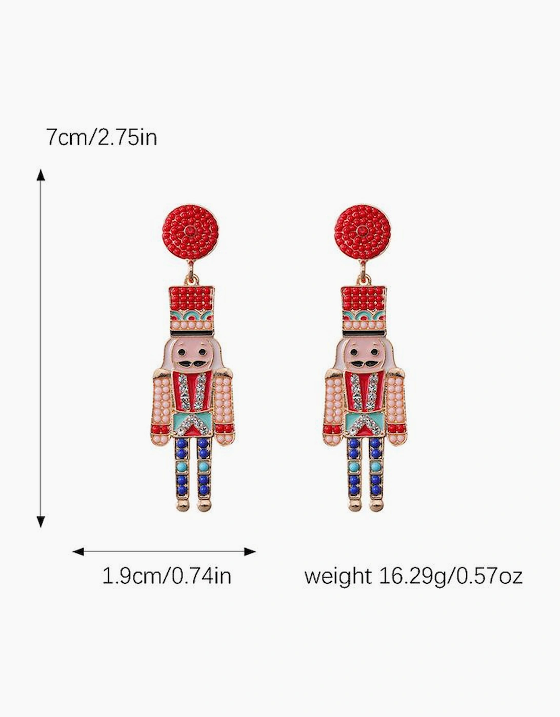Racing Red Beaded Christmas Nutcracker Earrings, 7 of 6