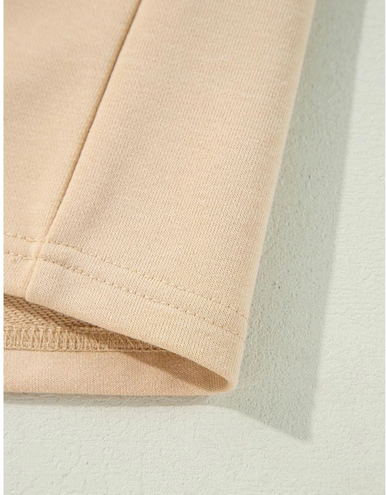 Apricot Floral Patchwork Star Pattern Drawstring Hoodie