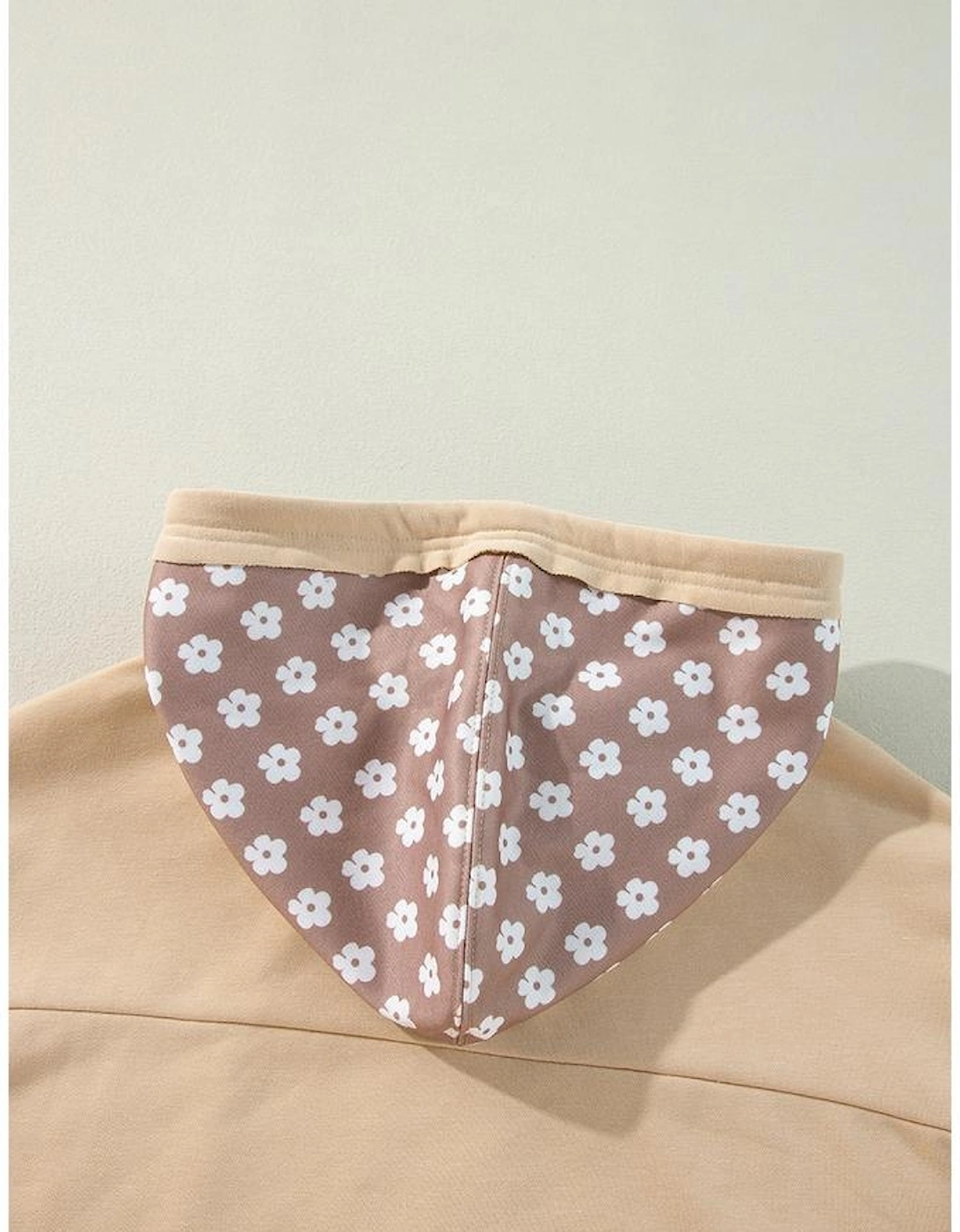 Apricot Floral Patchwork Star Pattern Drawstring Hoodie