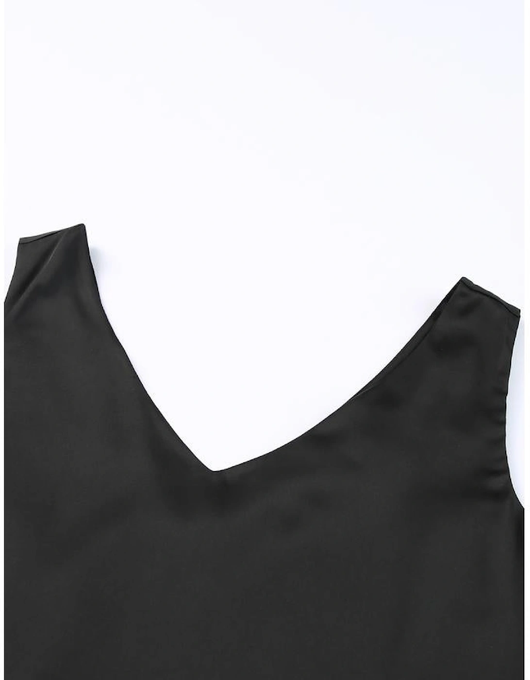 Black Deep V Neck Loose Tank Top