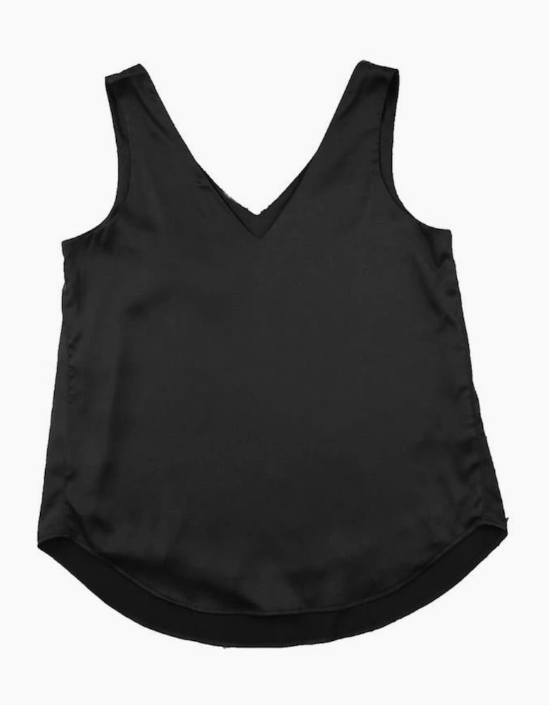 Black Deep V Neck Loose Tank Top