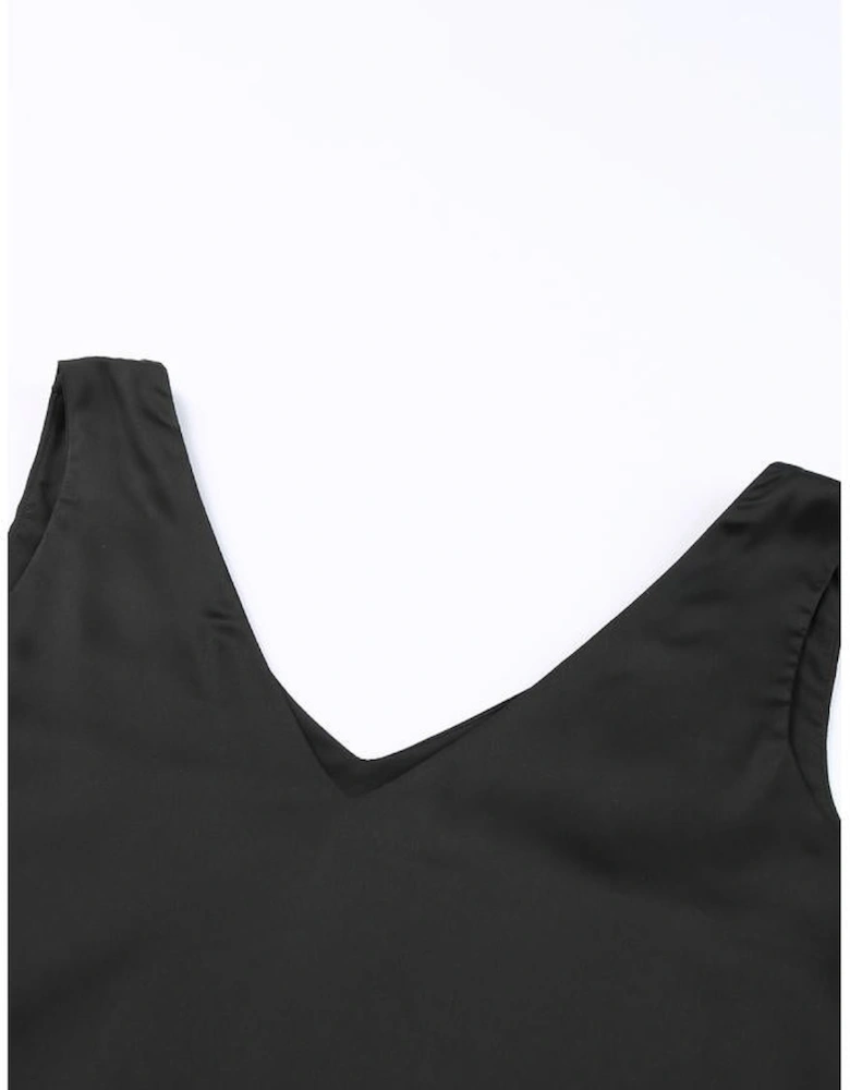 Black Deep V Neck Loose Tank Top