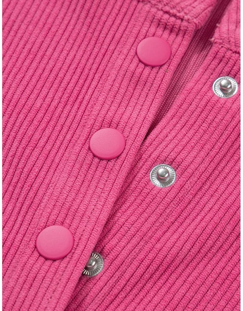 Peach Blossom Half Button Pullover Drawstring Pants Solid Color Corduroy 2pcs Outfit