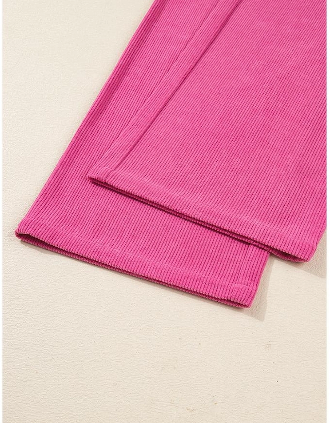 Peach Blossom Half Button Pullover Drawstring Pants Solid Color Corduroy 2pcs Outfit