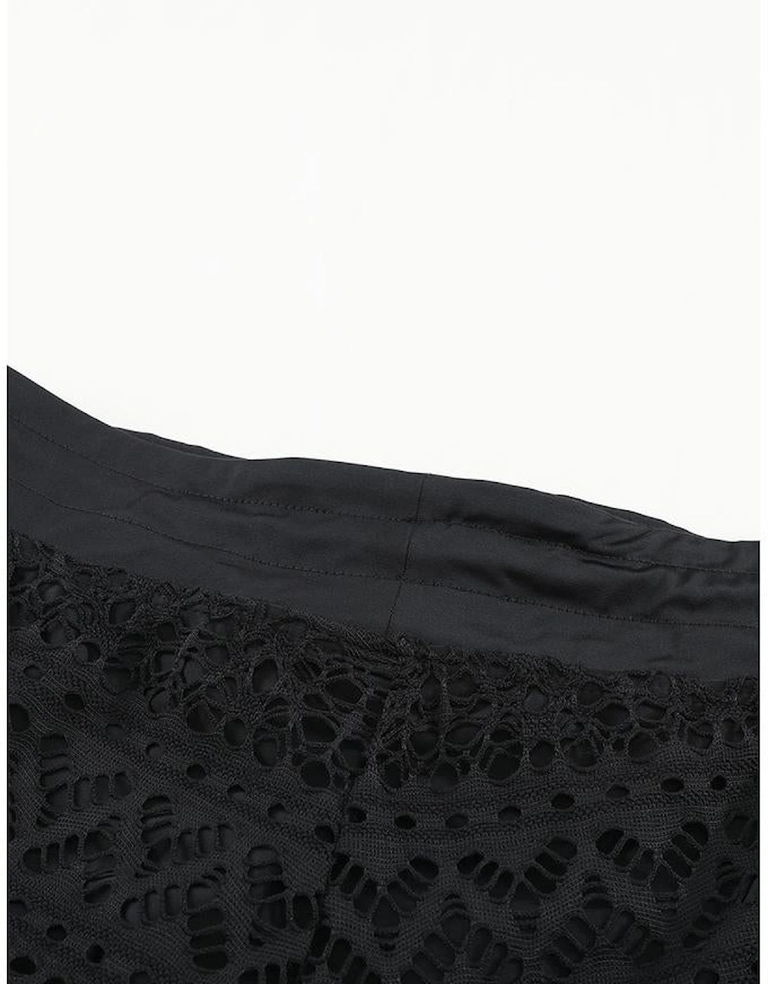 Black Lace Shorts Attached Swim Bottom, 12 of 11