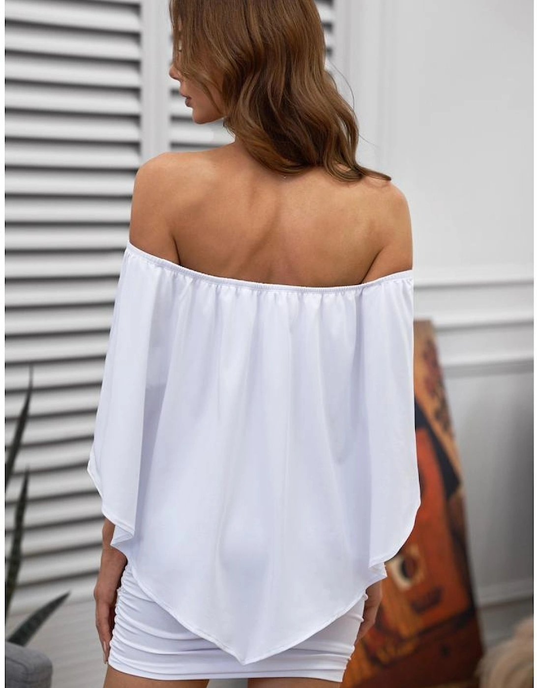 Multiple Dressing Layered White Mini Poncho Dress