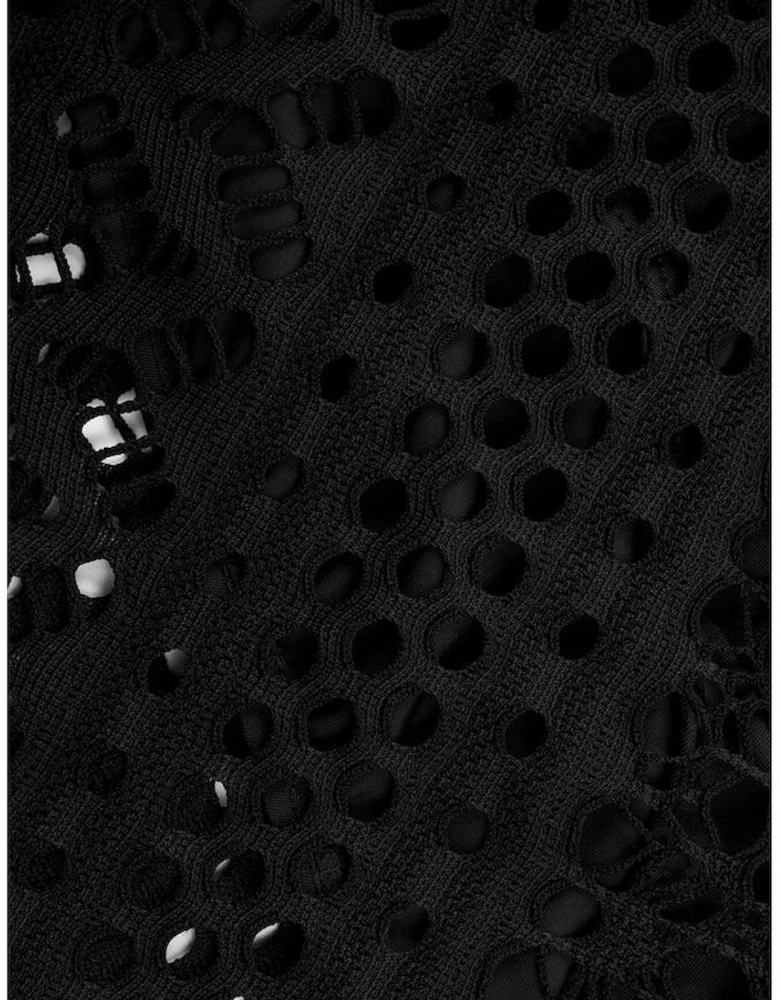 Black Lace Shorts Attached Swim Bottom