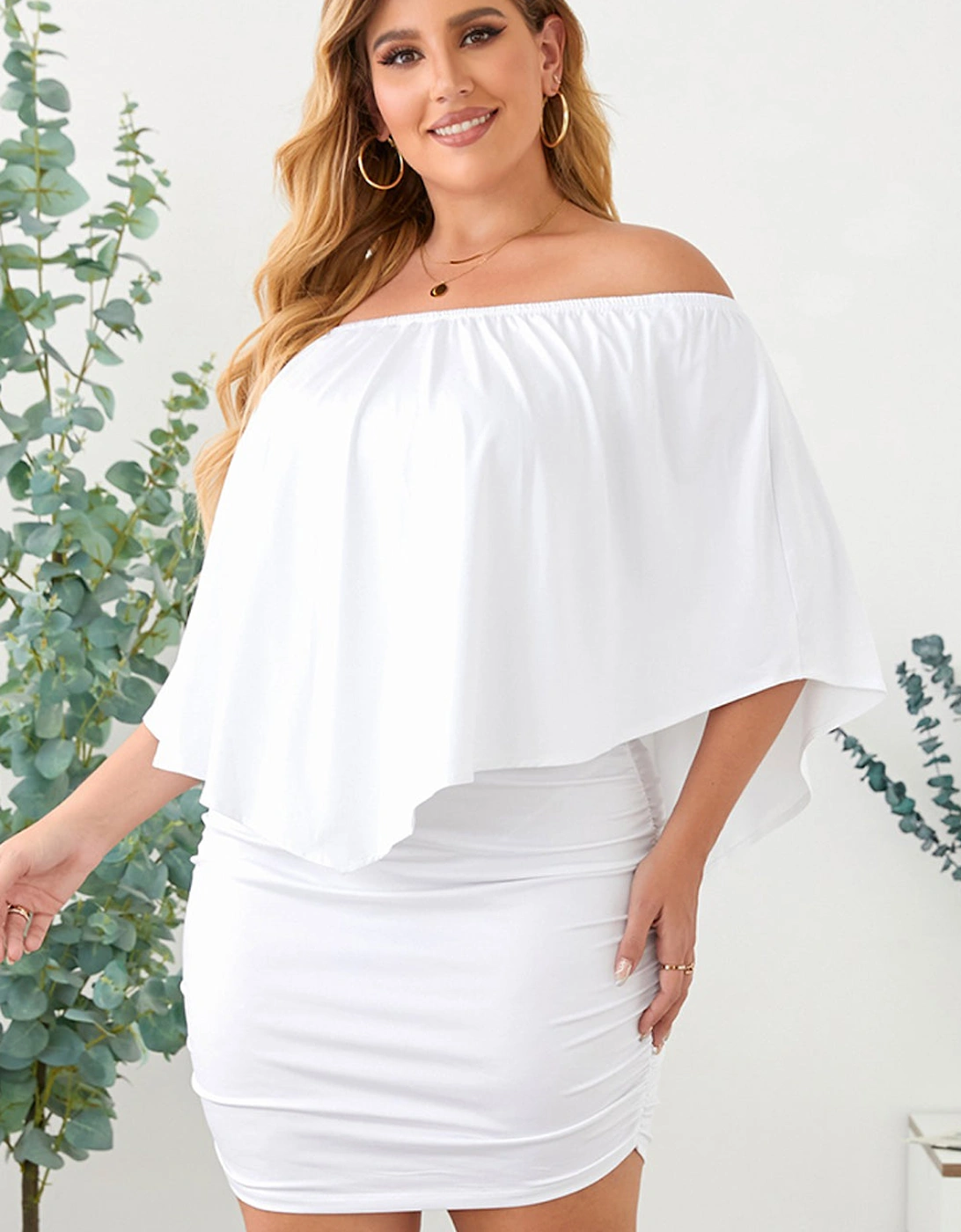 Multiple Dressing Layered White Mini Poncho Dress
