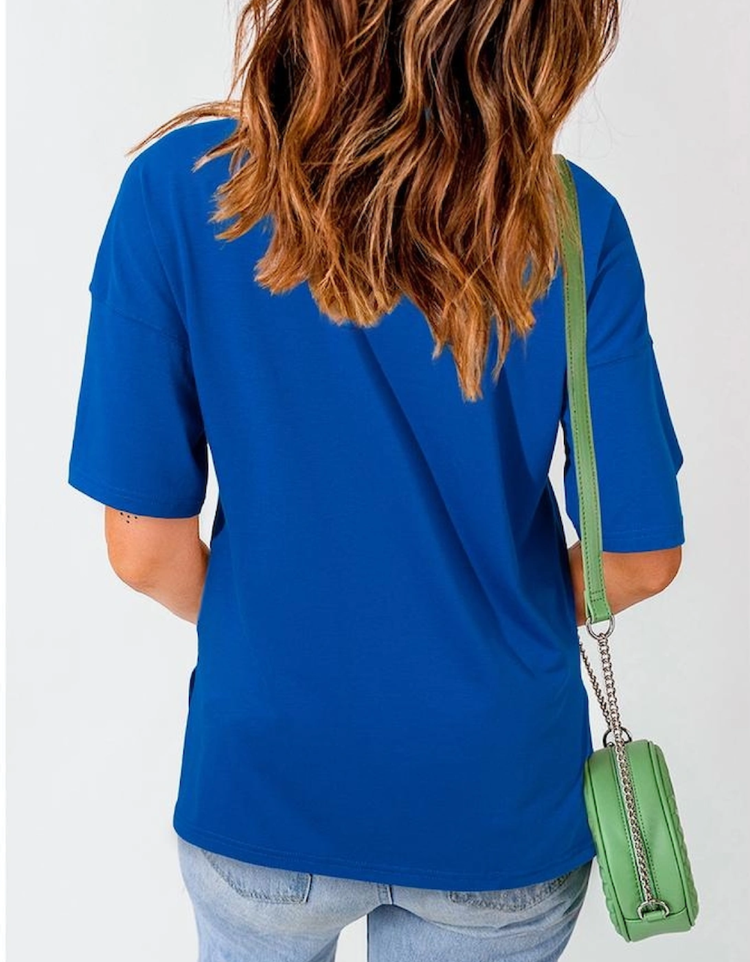 Dark Blue Contrast America Graphic Drop Shoulder Tee