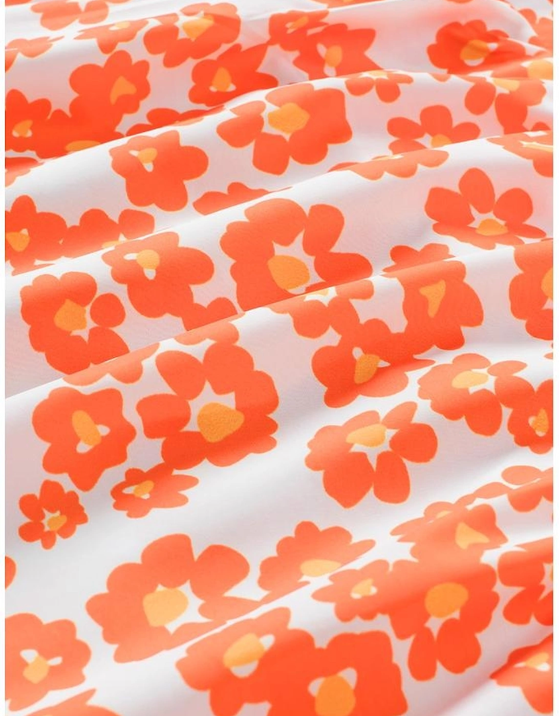 Orange Floral Print Square Neck Ruffle Tank Top