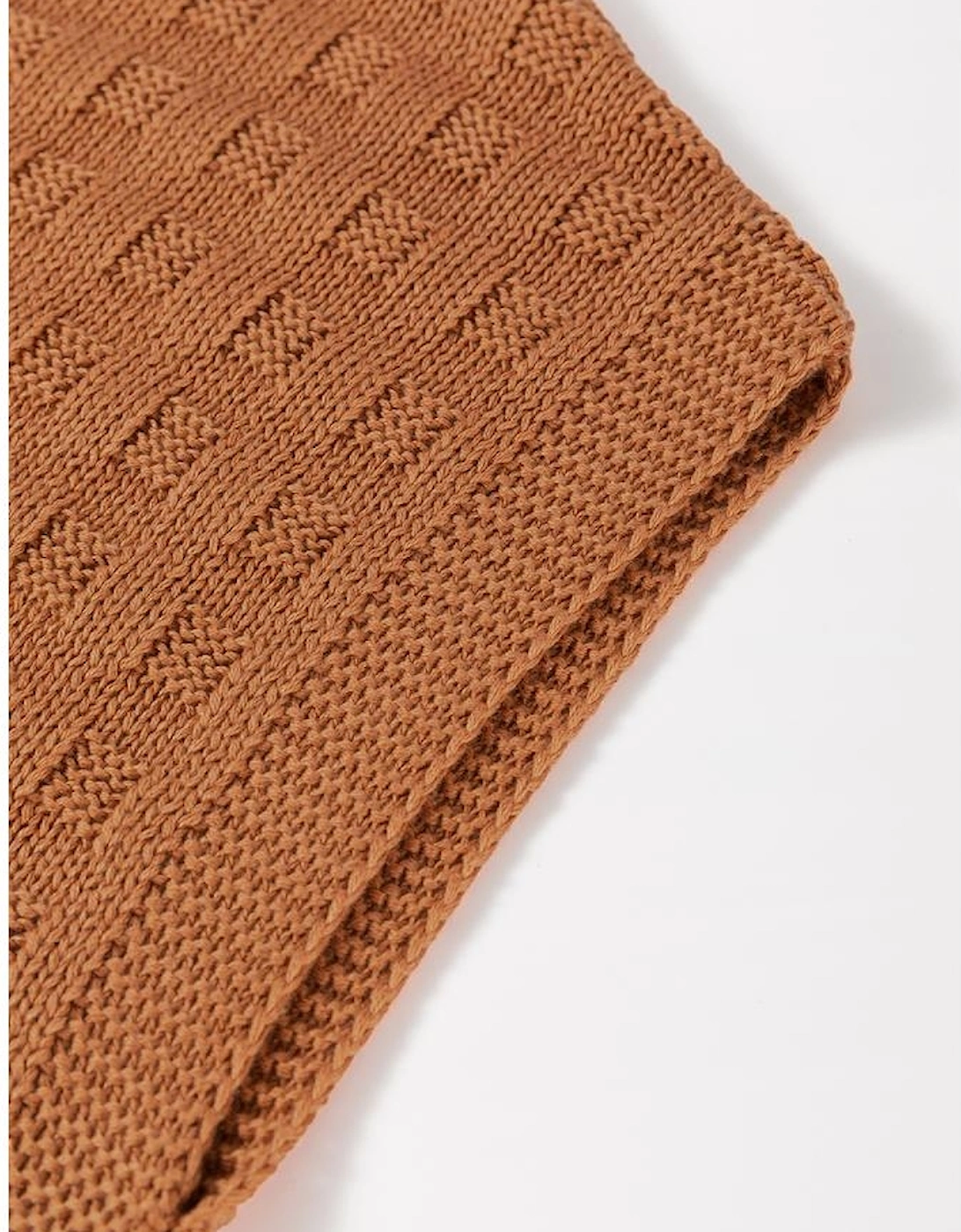 Camel Round Neck Textured Knit Sweater Vest