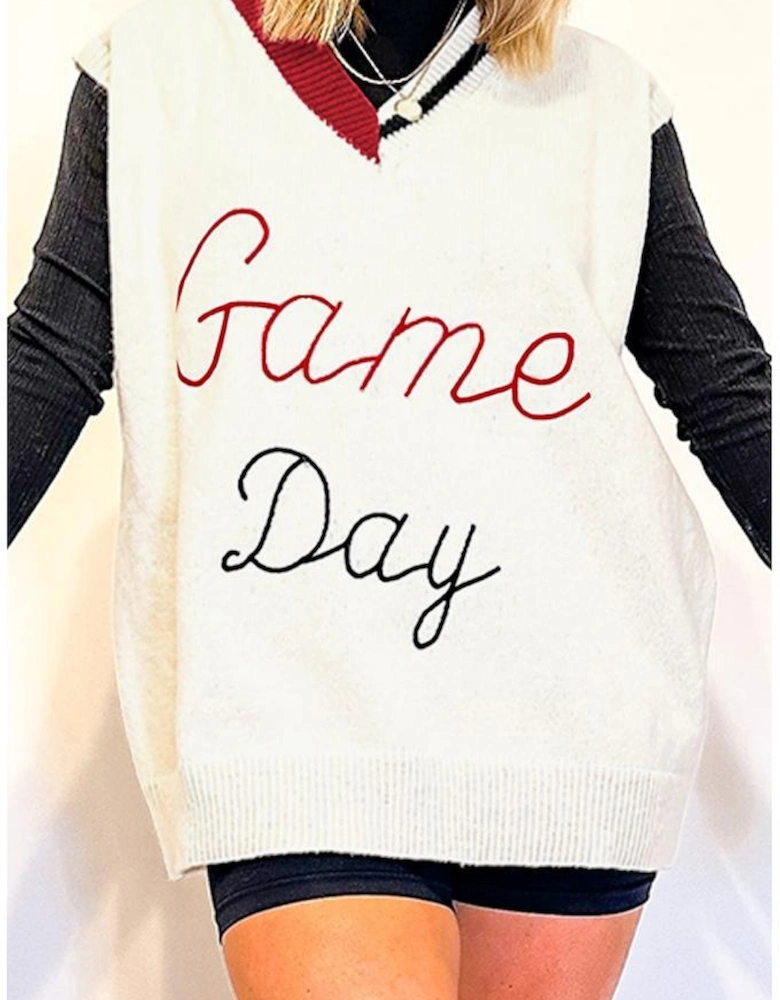 White Vintage Game Day Sweater Vest