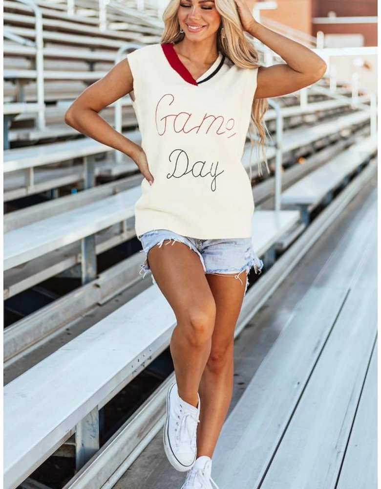 White Vintage Game Day Sweater Vest