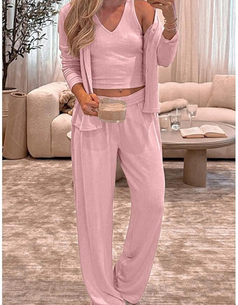Light Pink 3-Piece Cozy Knit Lounge Set