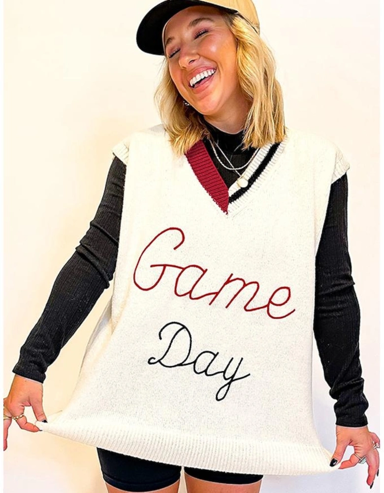 White Vintage Game Day Sweater Vest