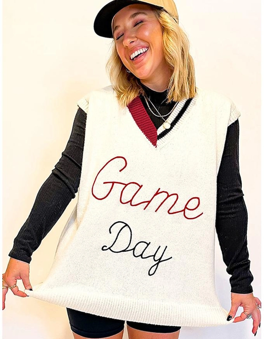 White Vintage Game Day Sweater Vest