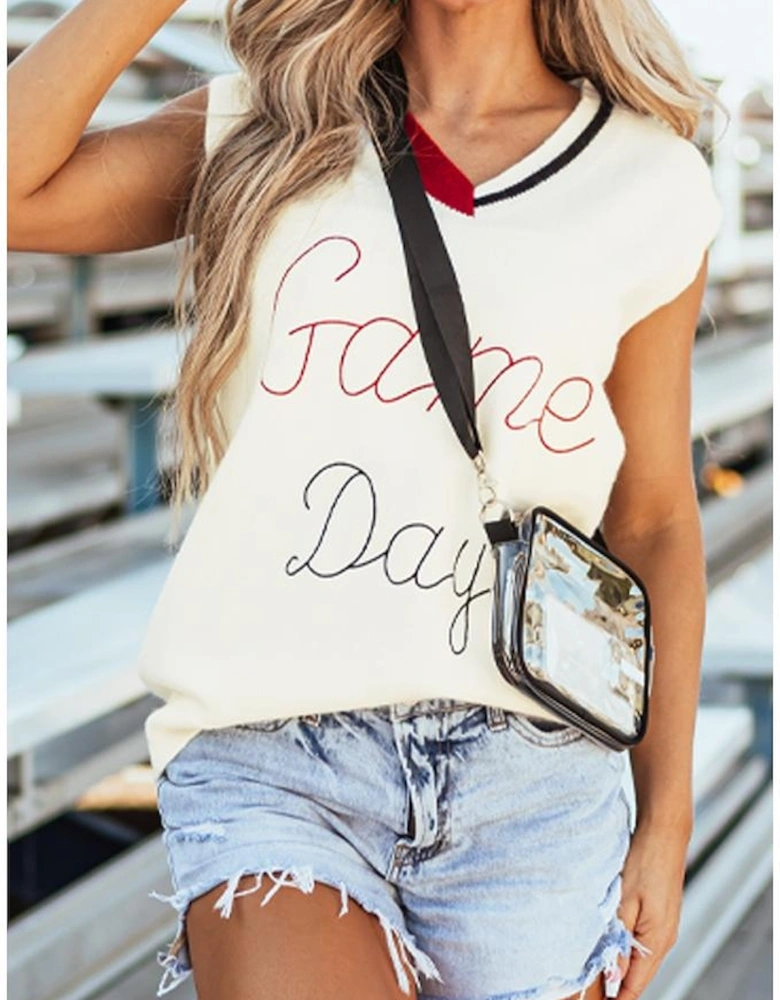 White Vintage Game Day Sweater Vest