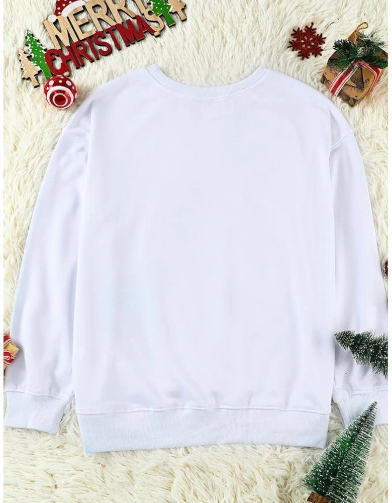 White Leopard Snowflake Pullover Sweatshirt