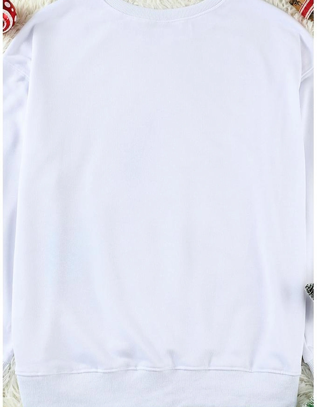 White Leopard Snowflake Pullover Sweatshirt