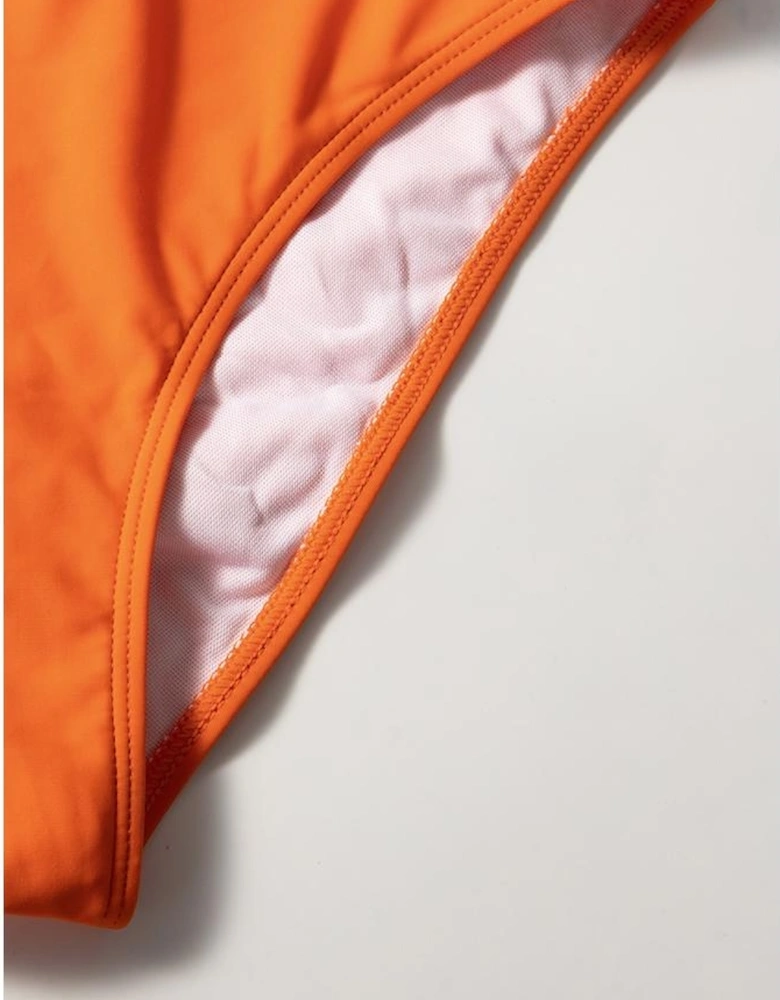 Carrot 3pcs Tropical Contrast Trim Halter Bikini Set with Cover up