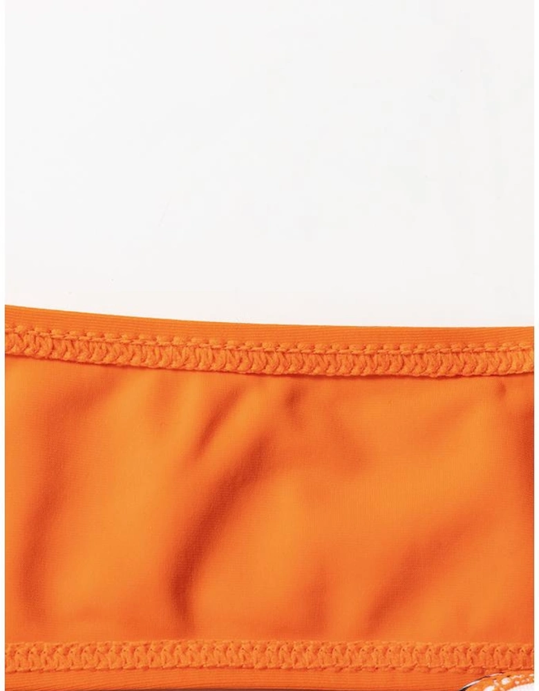 Carrot 3pcs Tropical Contrast Trim Halter Bikini Set with Cover up