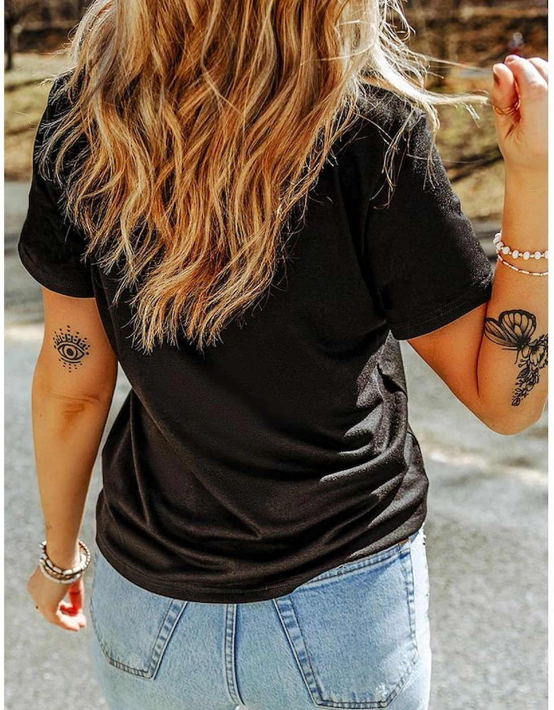 Black Shimmering Sequin Bow Ball Patterned Game Day Casual Tee