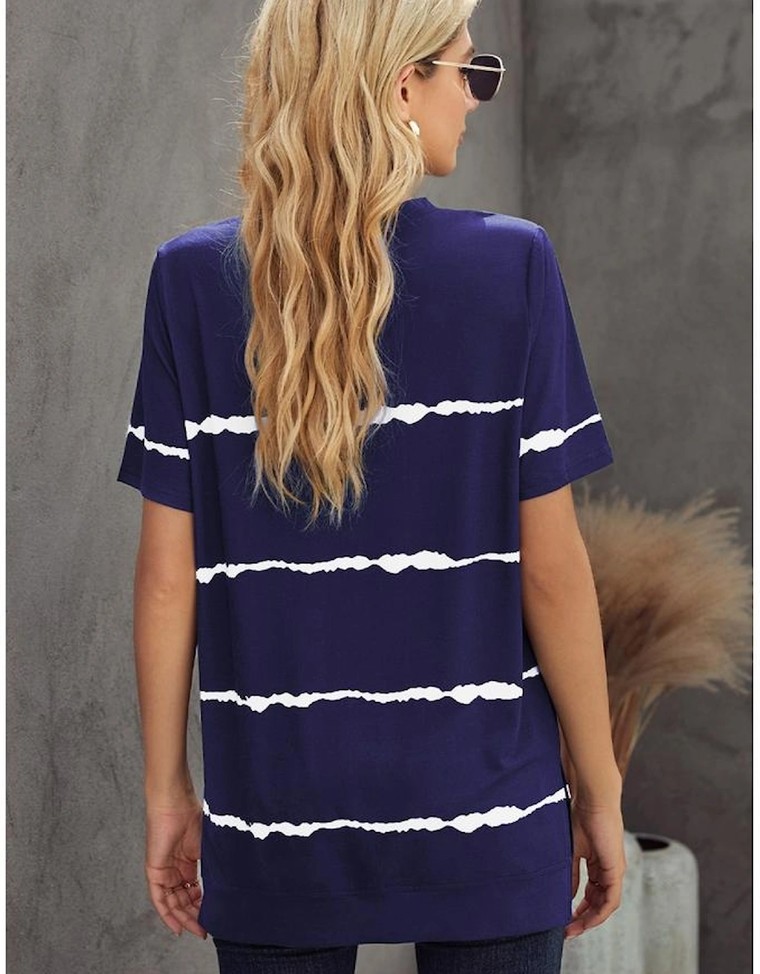 Blue Tie-dye Stripe Casual T-Shirt, 4 of 3