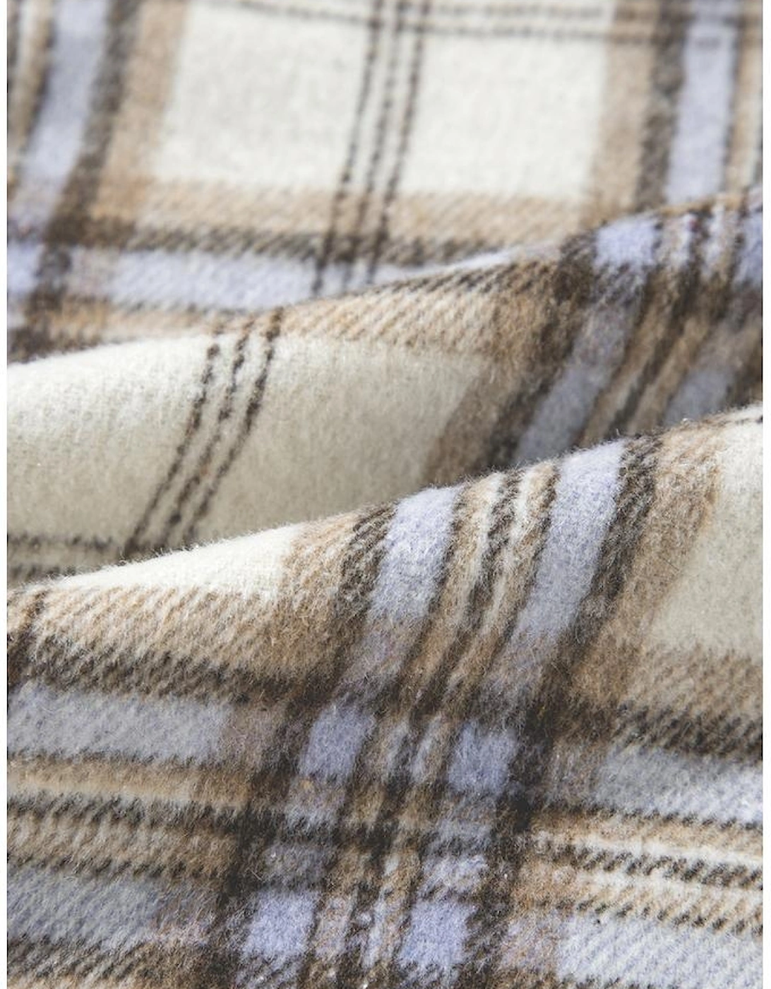 White Plaid Print Tunic Plus Size Shacket with Slits