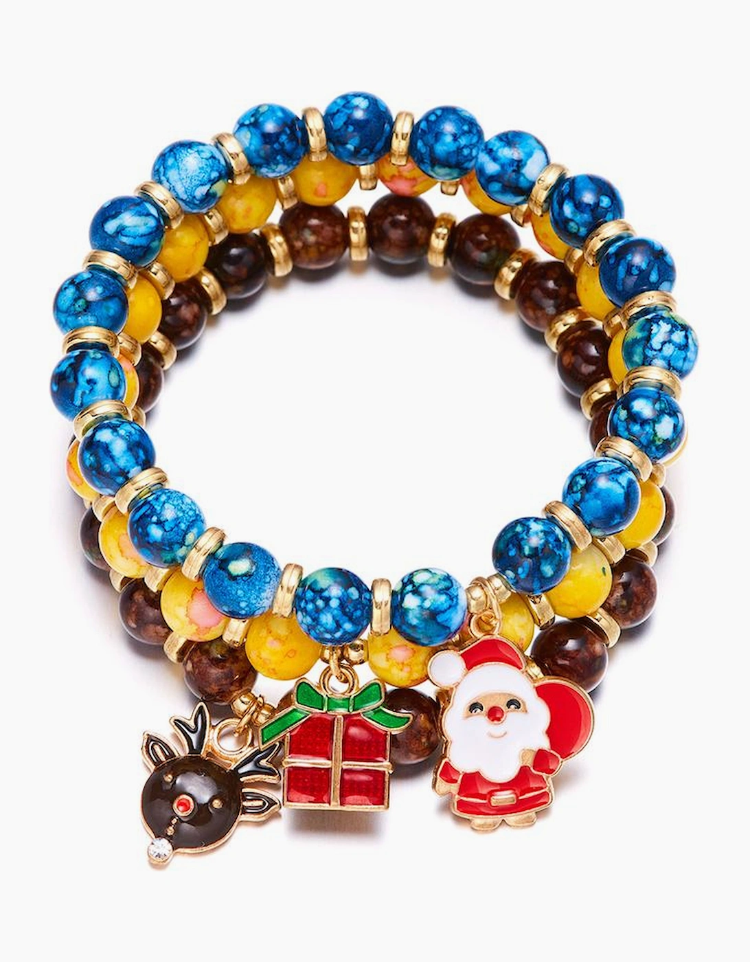 Dark Blue 3 Pack Christmas Bead Bracelets