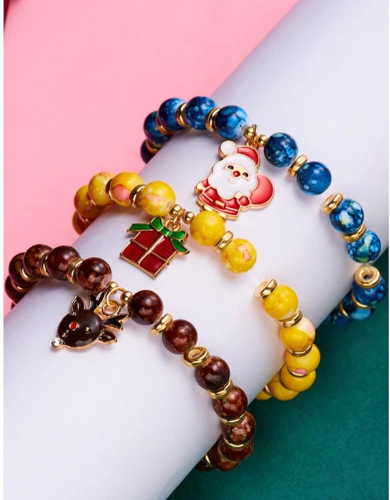Dark Blue 3 Pack Christmas Bead Bracelets