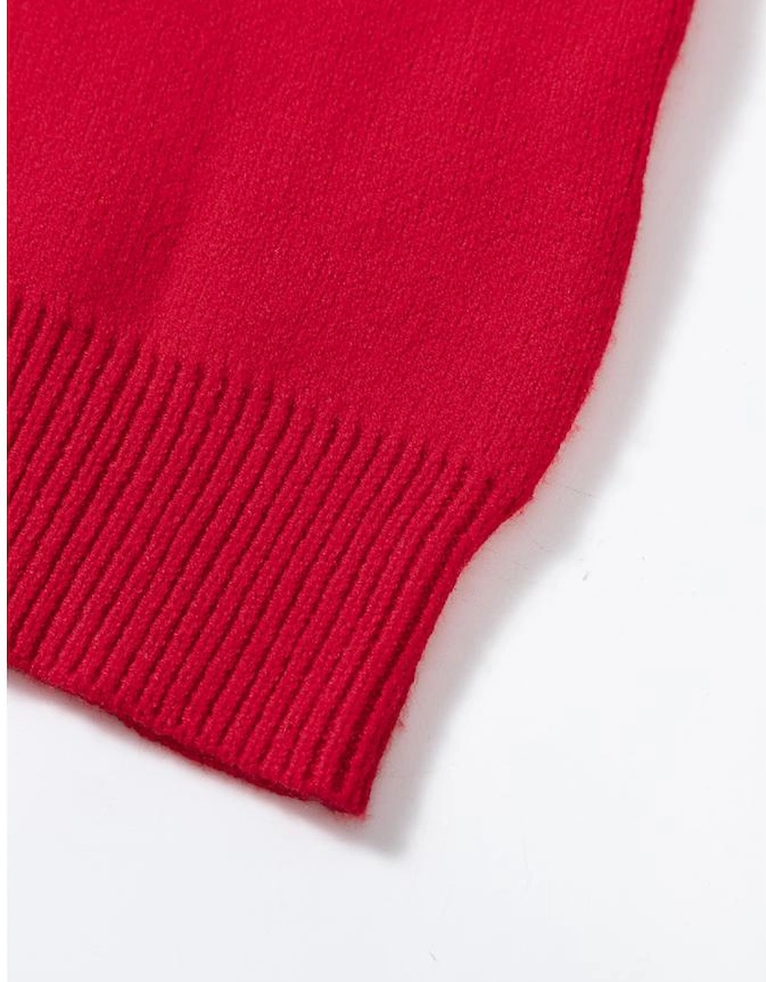 Racing Red Merry Graphic Sequin Sleeve Turtleneck Sweater