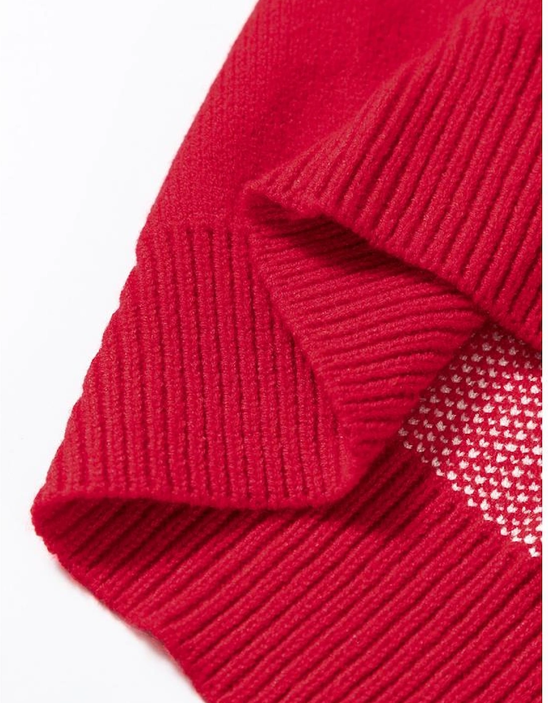 Racing Red Merry Graphic Sequin Sleeve Turtleneck Sweater