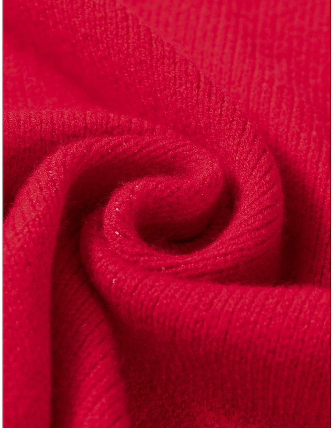 Racing Red Merry Graphic Sequin Sleeve Turtleneck Sweater